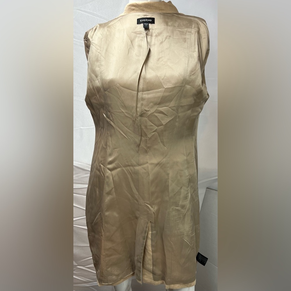 Bebe Vintage Y2K Women's S Beige Linen Beaded Sequins Long Single Button Jacket - Picture 8 of 9